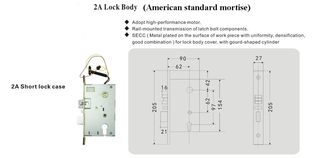 Electronic Mortise Door Cylinder Lock Handle for Hotel Doors