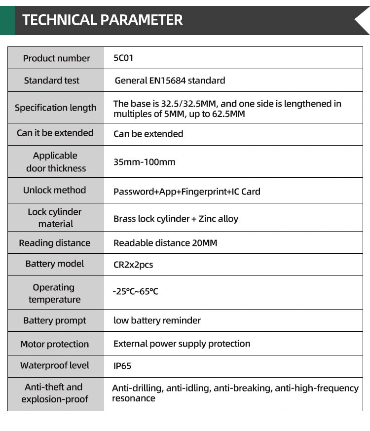 Jixin (5C01) Safety Door Handle Password Keyless Fingerprint Electronic Cylinder Lock